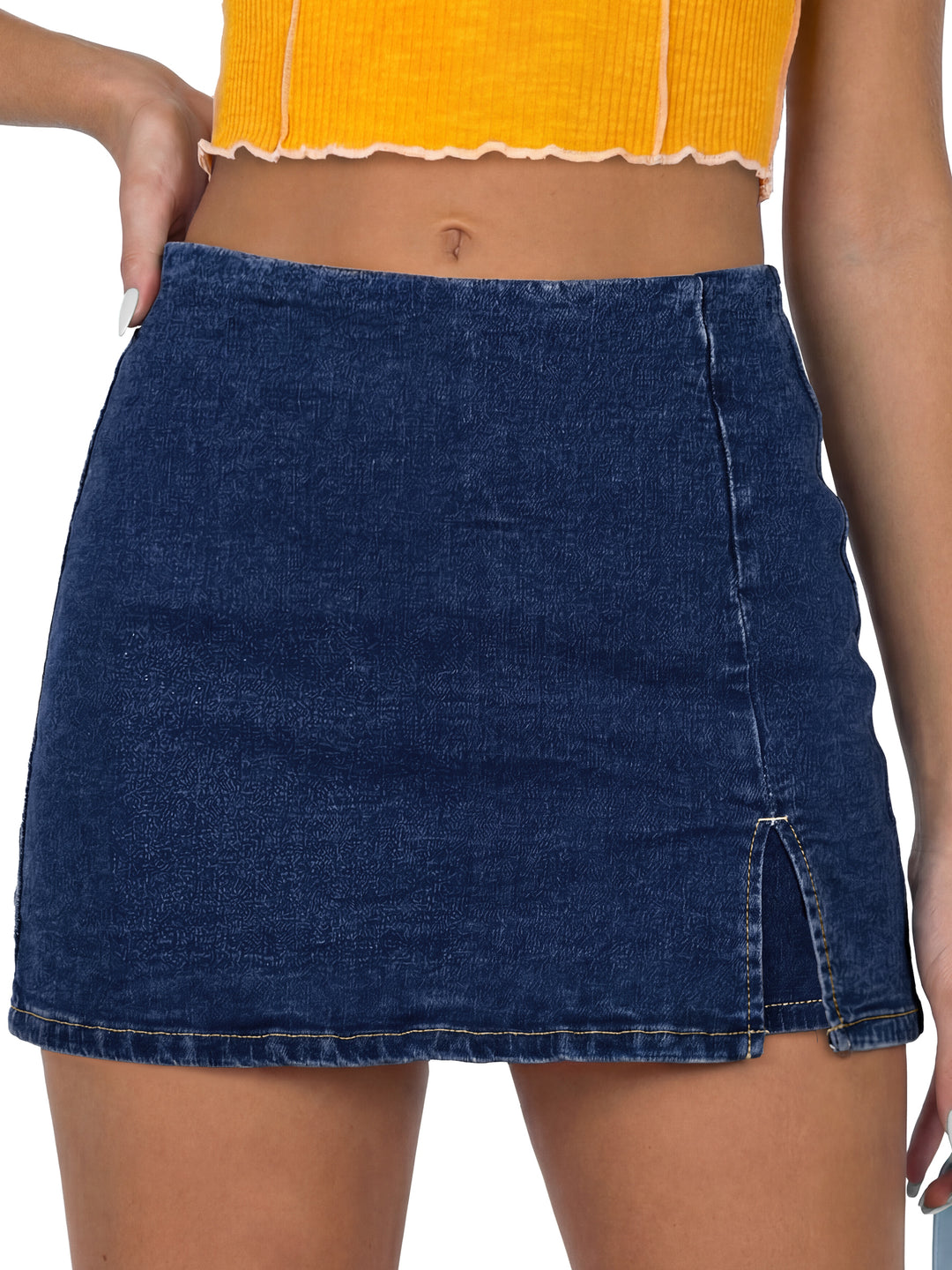 ANRABESS Jean Skorts for Women High Waisted Side Slit Summer Casual Mini Skirts Y2K Trendy Stretch Denim Shorts