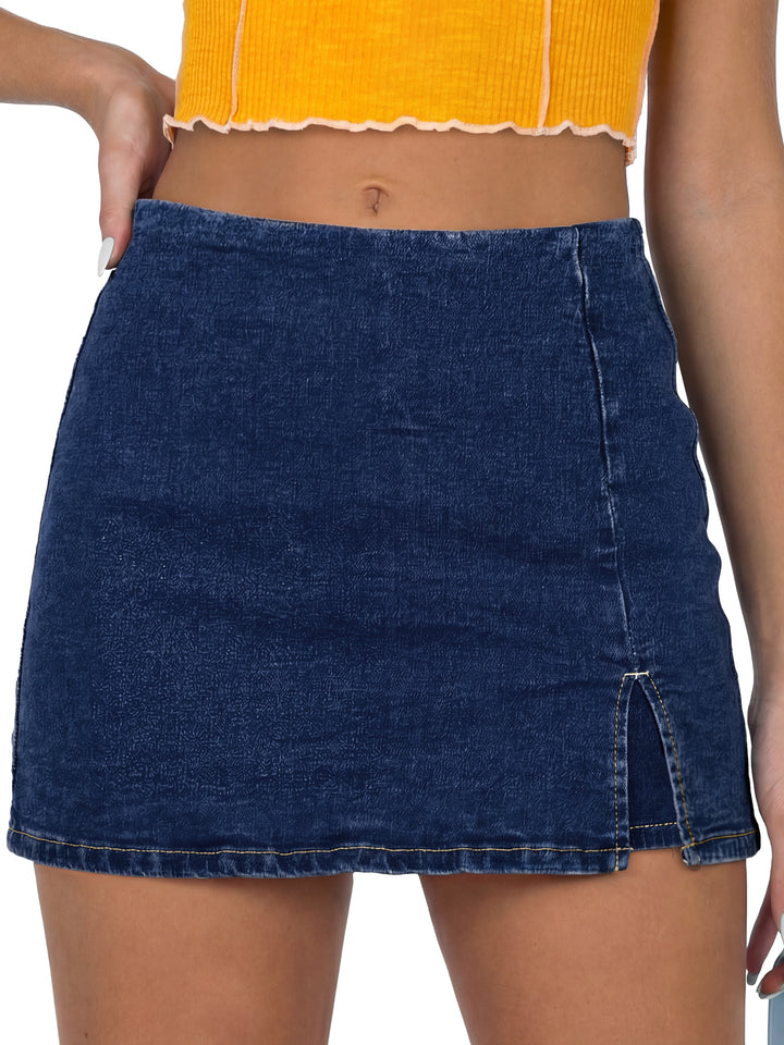 ANRABESS Jean Skorts for Women High Waisted Side Slit Summer Casual Mini Skirts Y2K Trendy Stretch Denim Shorts