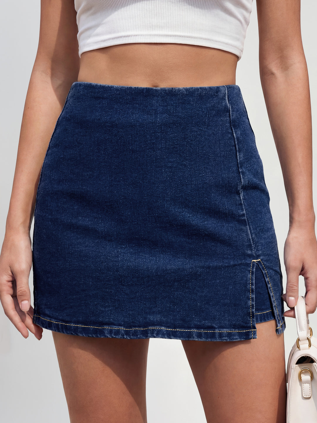 ANRABESS Jean Skorts for Women High Waisted Side Slit Summer Casual Mini Skirts Y2K Trendy Stretch Denim Shorts