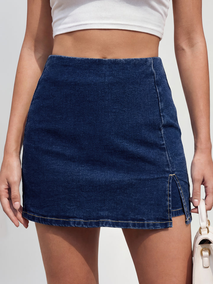 ANRABESS Jean Skorts for Women High Waisted Side Slit Summer Casual Mini Skirts Y2K Trendy Stretch Denim Shorts