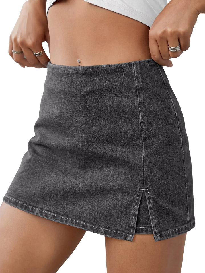 ANRABESS Jean Skorts for Women High Waisted Side Slit Summer Casual Mini Skirts Y2K Trendy Stretch Denim Shorts
