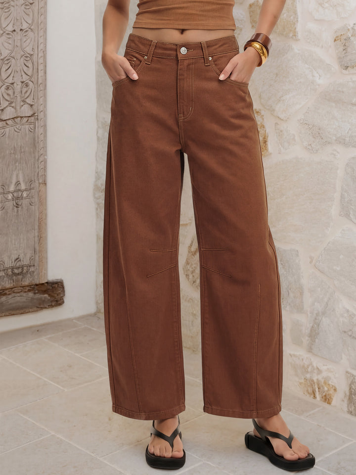 ANRABESS Women’s Barrel Jeans ，Mid Rise Wide Leg Denim Pants，Casual Baggy Relaxed Fit，Y2K Streetwear Boyfriend Ankle Length