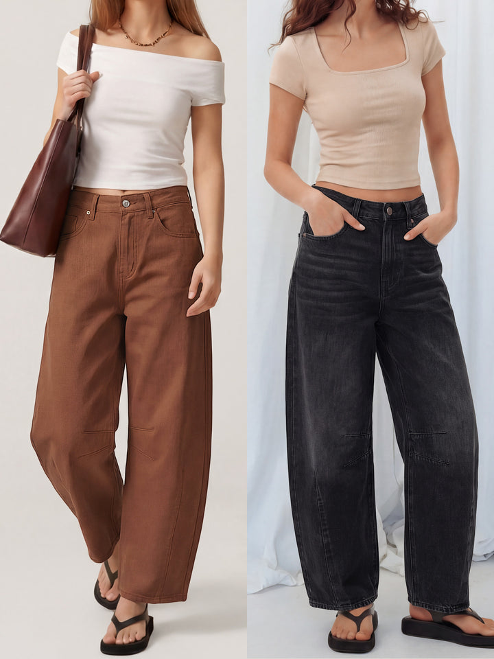 ANRABESS Women’s Barrel Jeans ，Mid Rise Wide Leg Denim Pants，Casual Baggy Relaxed Fit，Y2K Streetwear Boyfriend Ankle Length