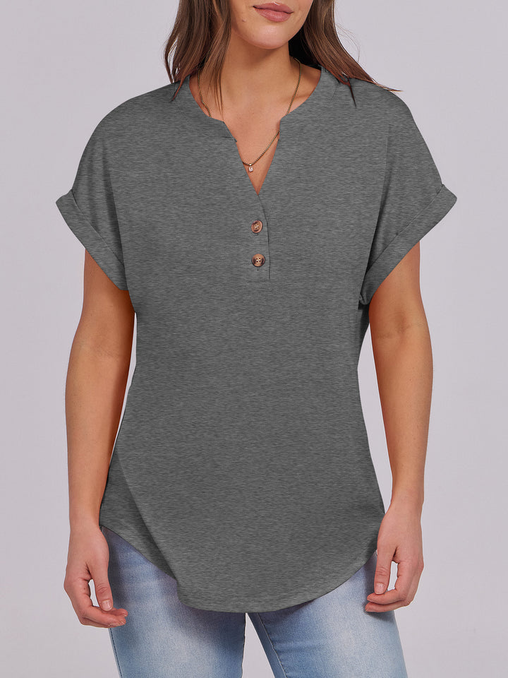 ANRABESS Womens Short Sleeve Henley Tops V Neck Dressy Casual Blouses Summer Trendy Tee Shirts 2026 Vacation Fashion Clothes