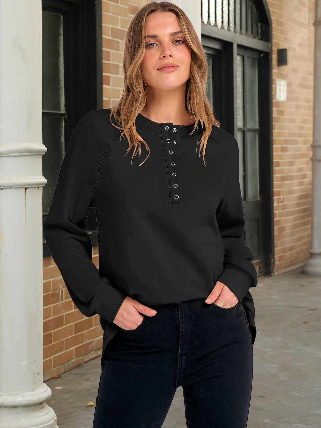 ANRABESS Cozy Henley Tunic for Fall & Winter