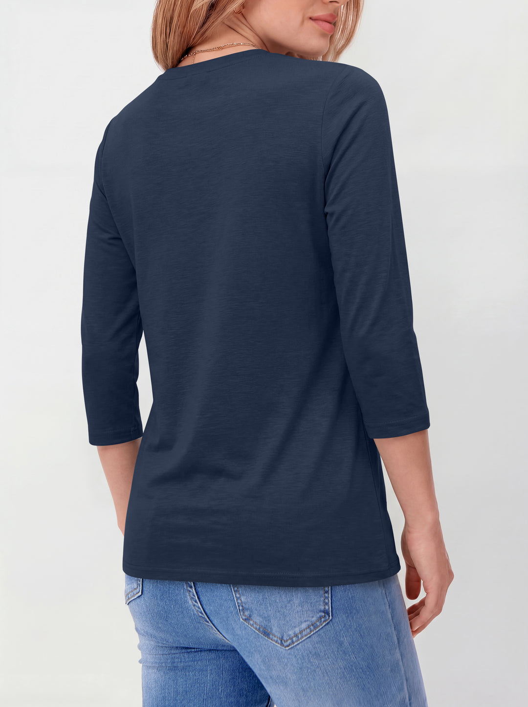 ANRABESS Womens 3/4 Sleeve Top，Wrinkle-Free Soft T-Shirts，Crew Neck Basic Tee，Casual Summer Spring Clothes ，Daily Work Travel