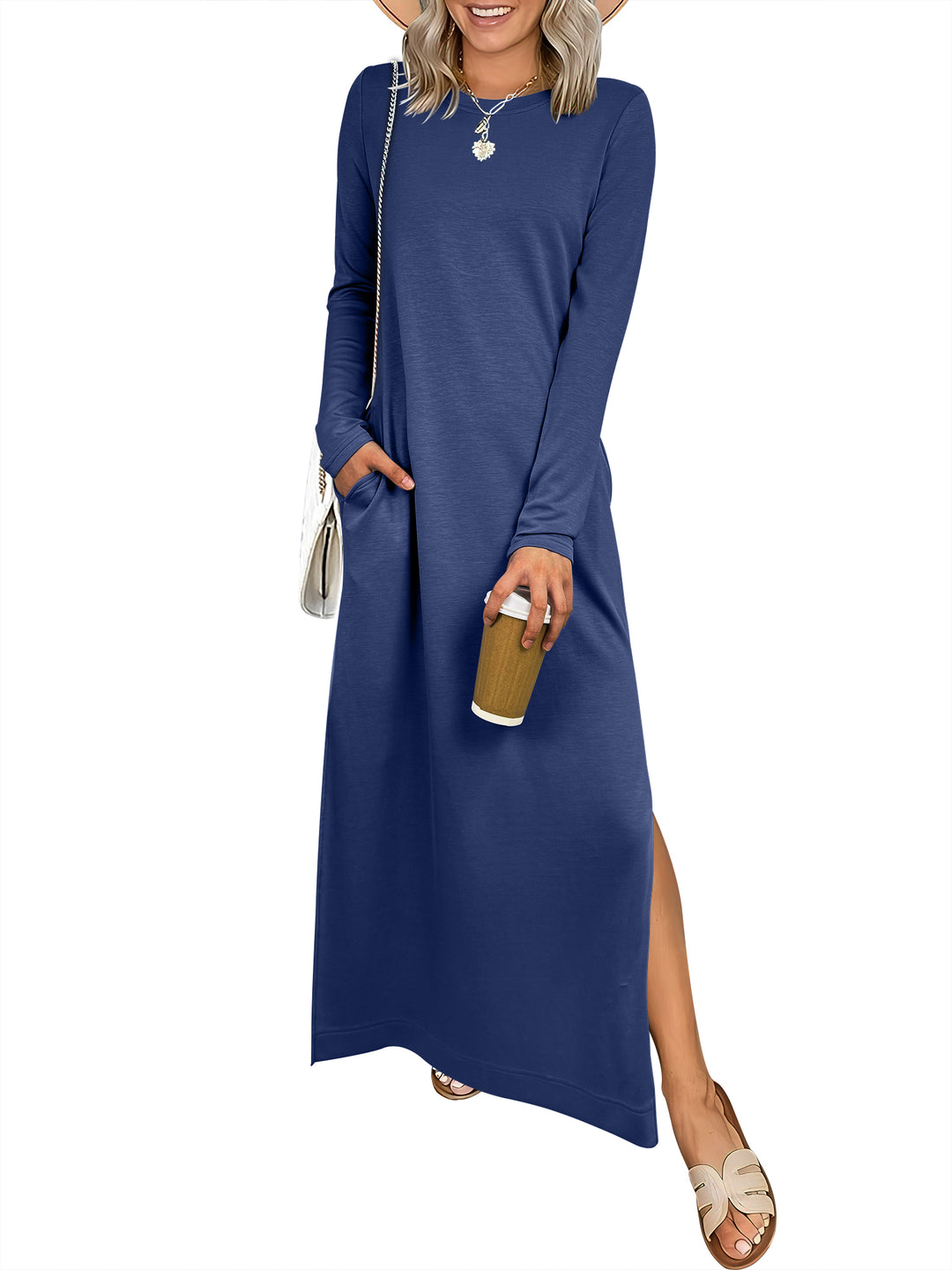 ANRABESS Women's Loose Split Flowy Maxi Dress