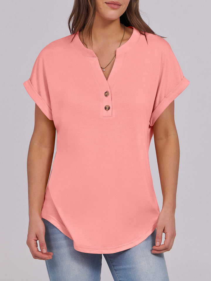 ANRABESS Womens Short Sleeve Henley Tops V Neck Dressy Casual Blouses Summer Trendy Tee Shirts 2026 Vacation Fashion Clothes