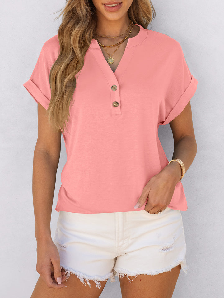 ANRABESS Womens Short Sleeve Henley Tops V Neck Dressy Casual Blouses Summer Trendy Tee Shirts 2026 Vacation Fashion Clothes