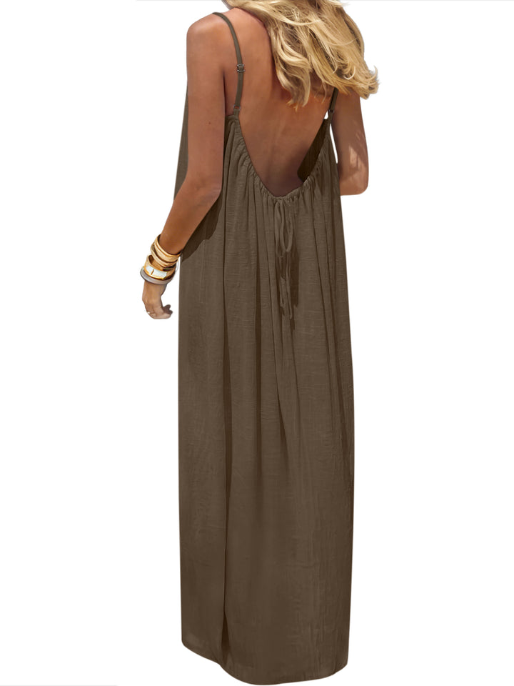 ANRABESS Summer Dresses for Women 2026 Backless Cami Maxi Sundresses Spaghetti Strap Long Lounge Beach Vacation House Dress