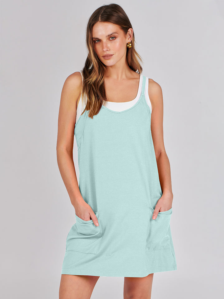 ANRABESS Women's Active Mini Dress with Built-in Shorts