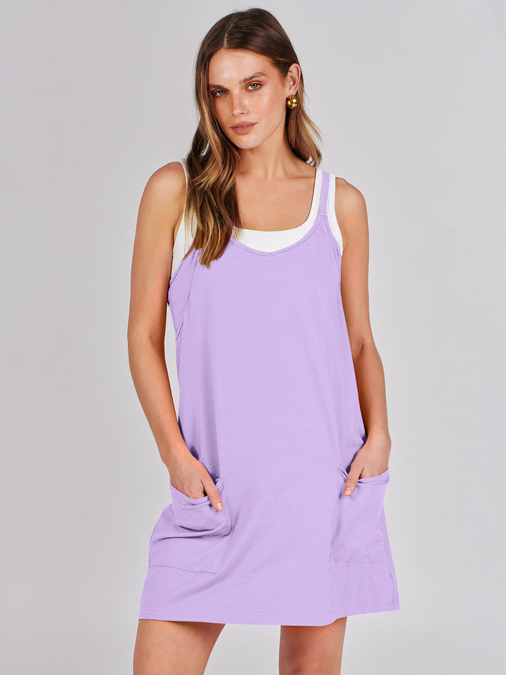 ANRABESS Women's Active Mini Dress with Built-in Shorts