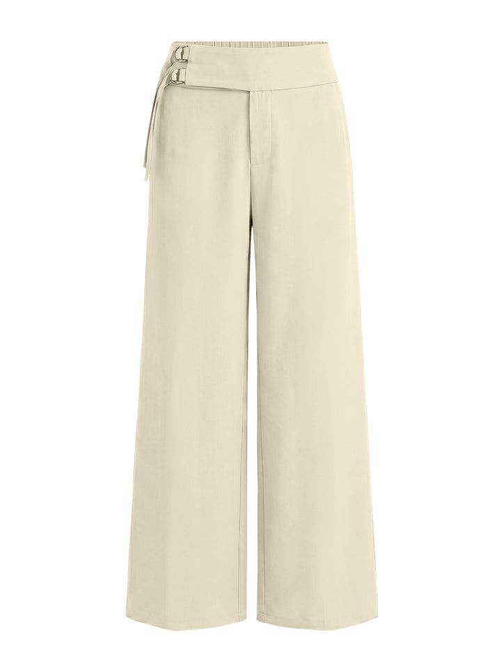 ANRABESS Women Wide Leg Buckle Pants with Pockets