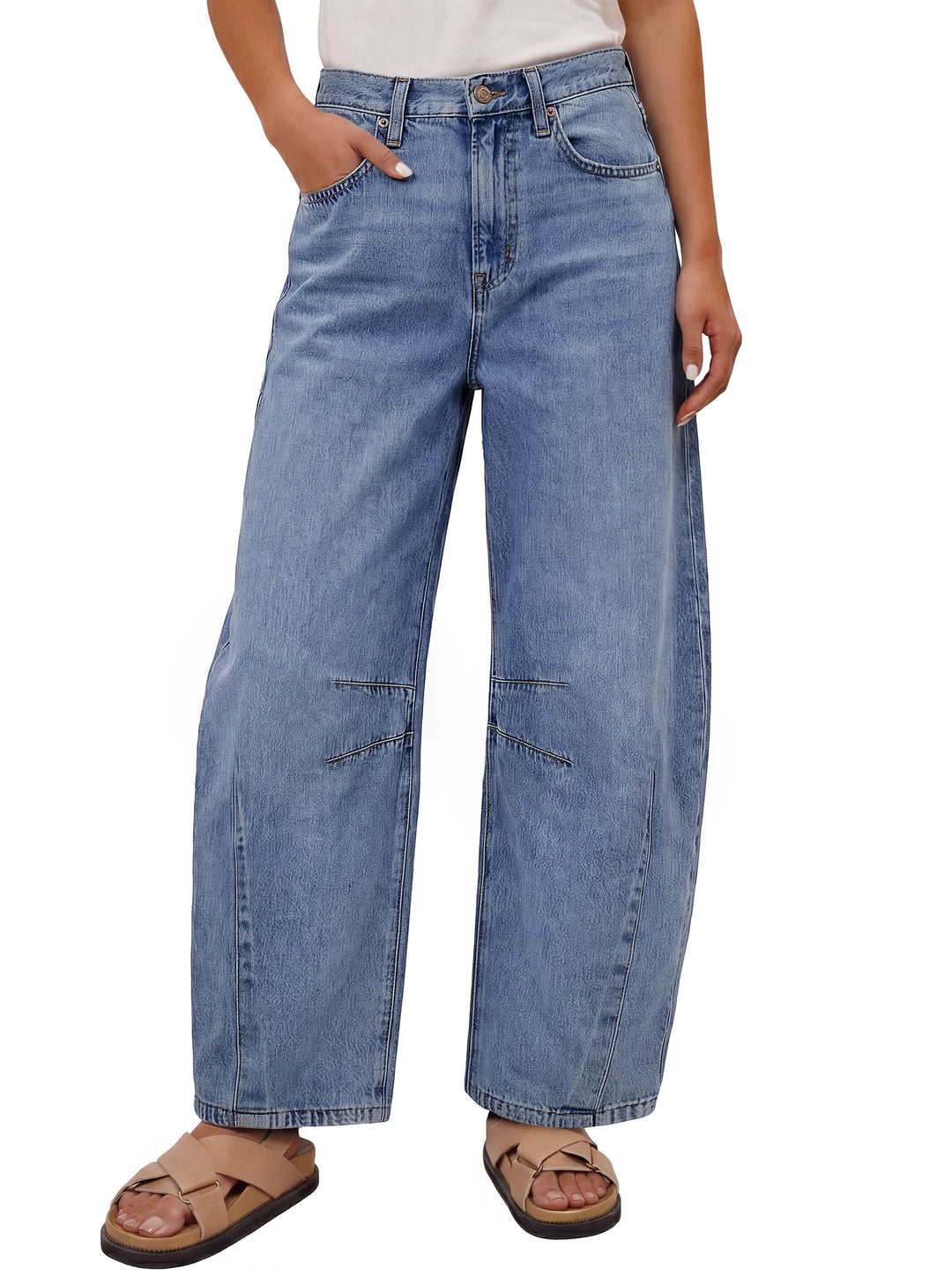 ANRABESS Women’s Barrel Jeans ，Mid Rise Wide Leg Denim Pants，Casual Baggy Relaxed Fit，Y2K Streetwear Boyfriend Ankle Length