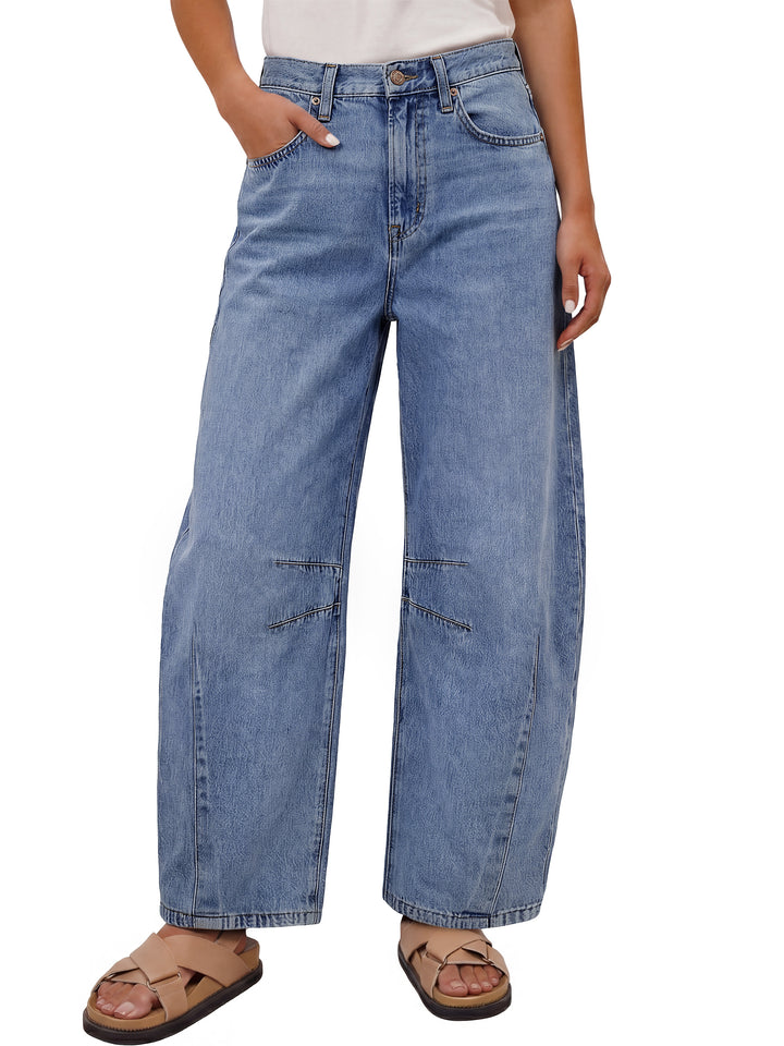 ANRABESS Women’s Barrel Jeans ，Mid Rise Wide Leg Denim Pants，Casual Baggy Relaxed Fit，Y2K Streetwear Boyfriend Ankle Length