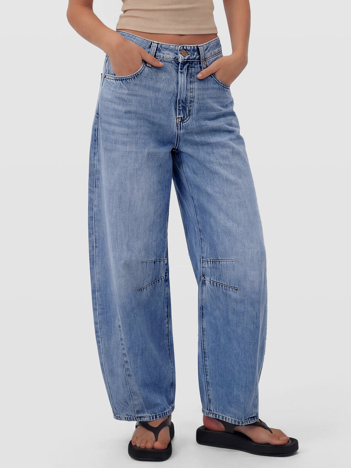 ANRABESS Women’s Barrel Jeans ，Mid Rise Wide Leg Denim Pants，Casual Baggy Relaxed Fit，Y2K Streetwear Boyfriend Ankle Length