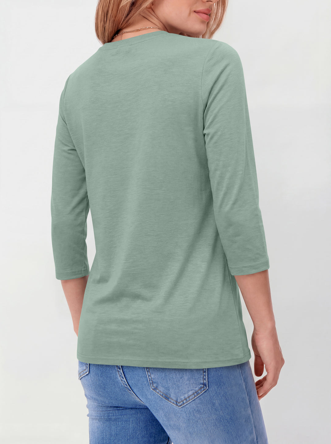 ANRABESS Womens 3/4 Sleeve Top，Wrinkle-Free Soft T-Shirts，Crew Neck Basic Tee，Casual Summer Spring Clothes ，Daily Work Travel