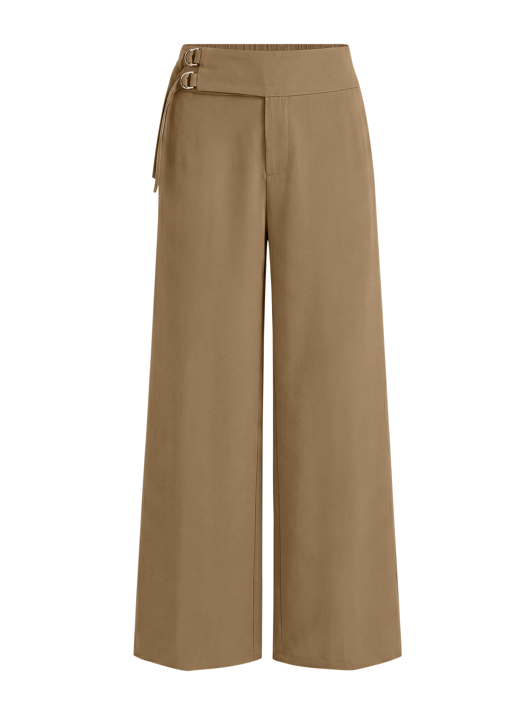 ANRABESS Women Wide Leg Buckle Pants with Pockets