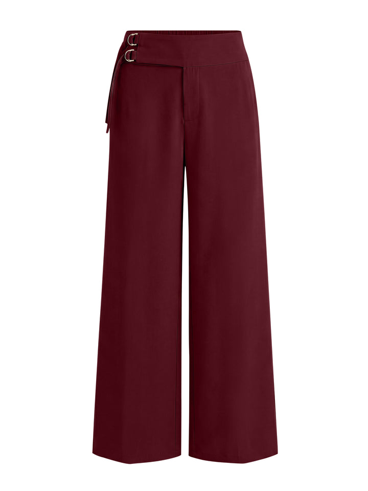 ANRABESS Women Wide Leg Buckle Pants with Pockets