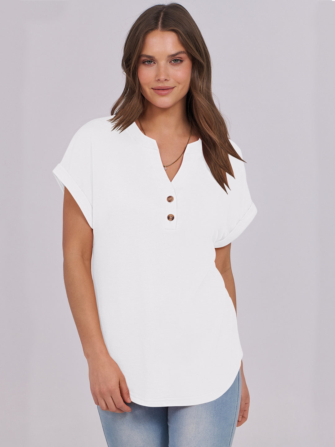 ANRABESS Womens Short Sleeve Henley Tops V Neck Dressy Casual Blouses Summer Trendy Tee Shirts 2026 Vacation Fashion Clothes
