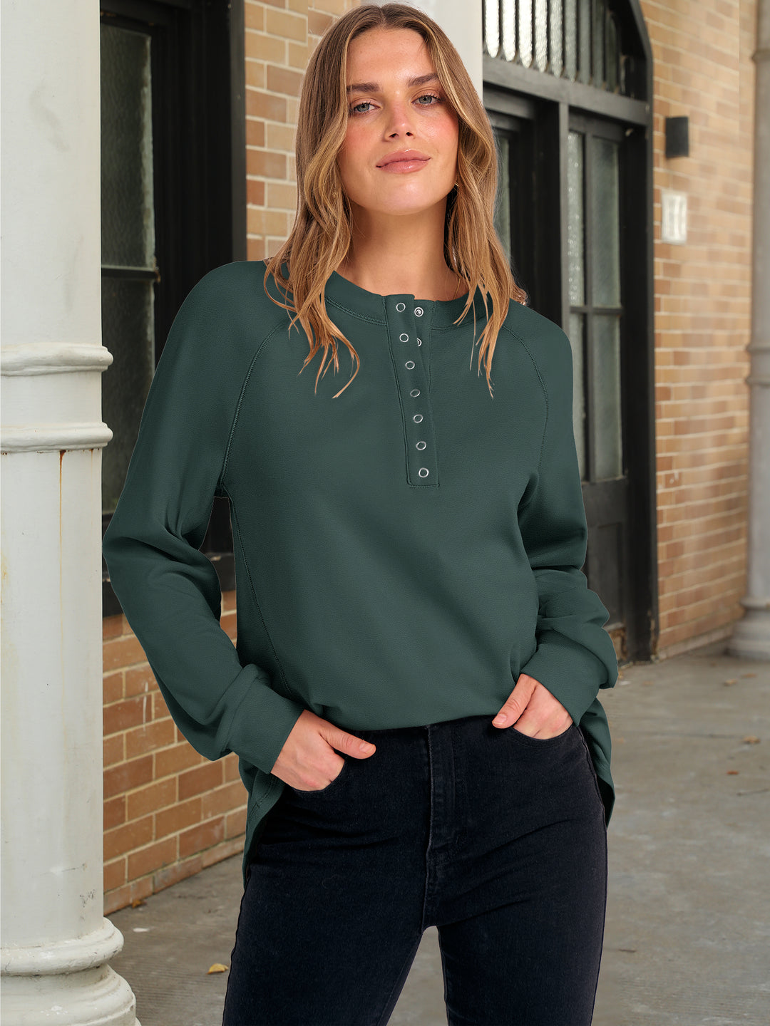 ANRABESS Cozy Henley Tunic for Fall & Winter