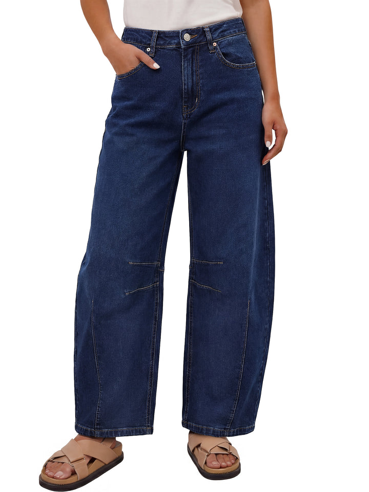 ANRABESS Women’s Barrel Jeans ，Mid Rise Wide Leg Denim Pants，Casual Baggy Relaxed Fit，Y2K Streetwear Boyfriend Ankle Length