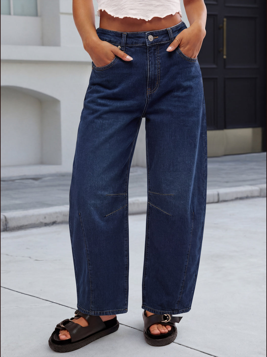 ANRABESS Women’s Barrel Jeans ，Mid Rise Wide Leg Denim Pants，Casual Baggy Relaxed Fit，Y2K Streetwear Boyfriend Ankle Length