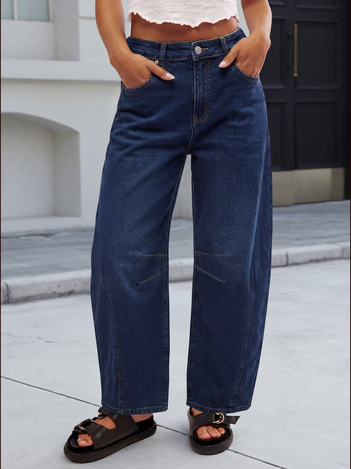 ANRABESS Women’s Barrel Jeans ，Mid Rise Wide Leg Denim Pants，Casual Baggy Relaxed Fit，Y2K Streetwear Boyfriend Ankle Length