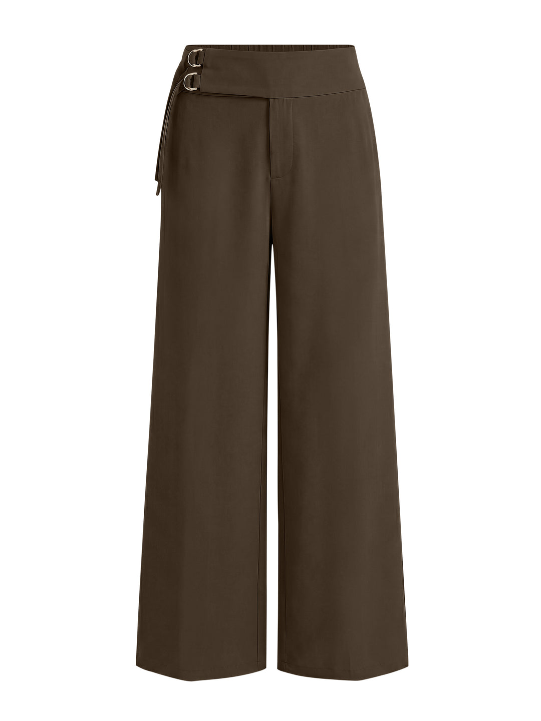 ANRABESS Women Wide Leg Buckle Pants with Pockets