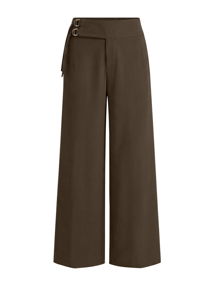 ANRABESS Women Wide Leg Buckle Pants with Pockets