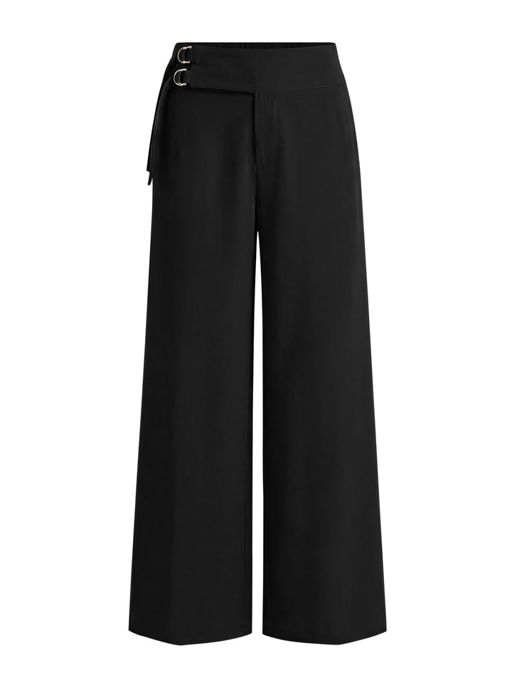 ANRABESS Women Wide Leg Buckle Pants with Pockets