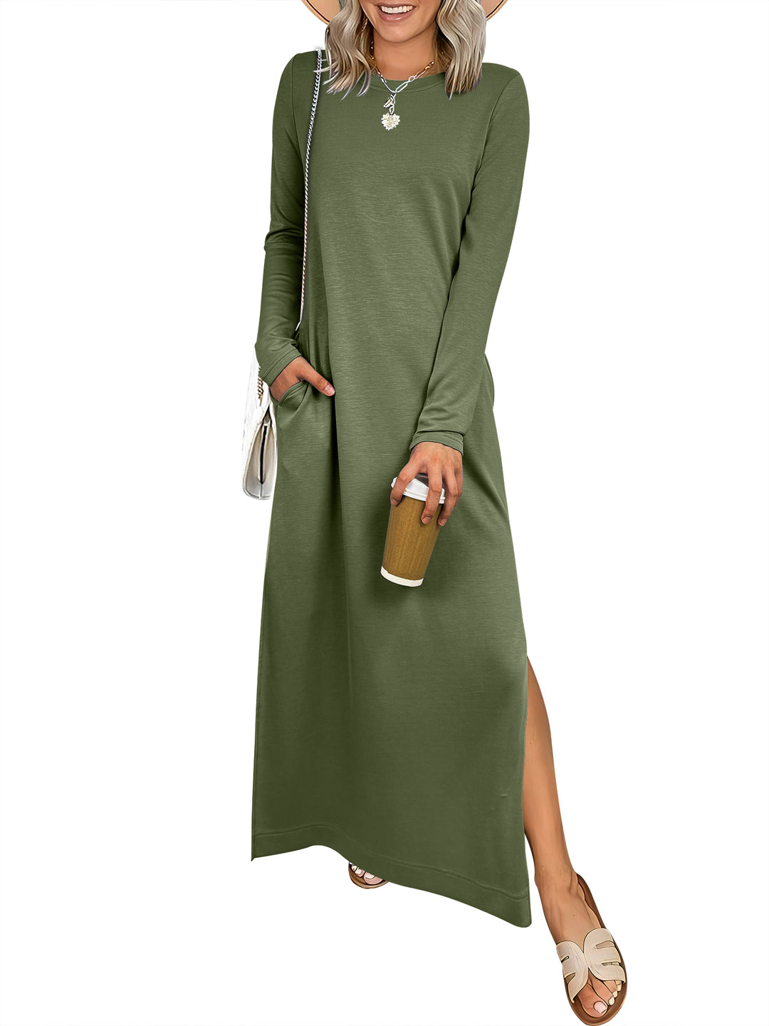 ANRABESS Women's Loose Split Flowy Maxi Dress