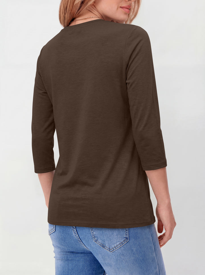 ANRABESS Womens 3/4 Sleeve Top，Wrinkle-Free Soft T-Shirts，Crew Neck Basic Tee，Casual Summer Spring Clothes ，Daily Work Travel