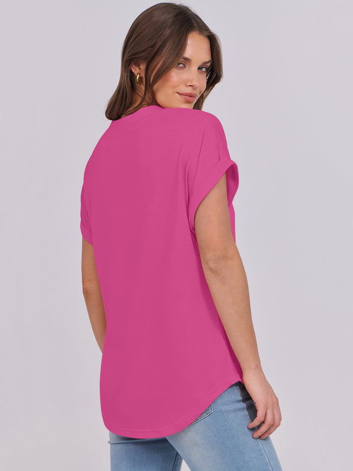 ANRABESS Womens Short Sleeve Henley Tops V Neck Dressy Casual Blouses Summer Trendy Tee Shirts 2026 Vacation Fashion Clothes