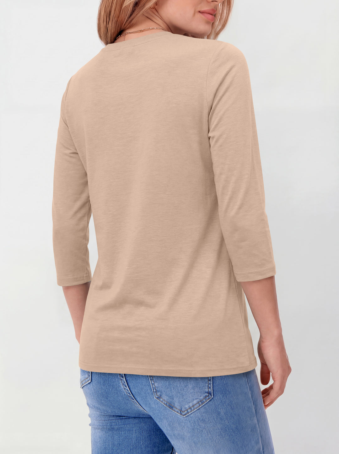 ANRABESS Womens 3/4 Sleeve Top，Wrinkle-Free Soft T-Shirts，Crew Neck Basic Tee，Casual Summer Spring Clothes ，Daily Work Travel