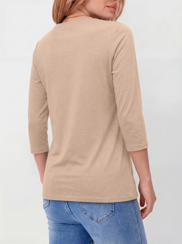 ANRABESS Womens 3/4 Sleeve Top，Wrinkle-Free Soft T-Shirts，Crew Neck Basic Tee，Casual Summer Spring Clothes ，Daily Work Travel