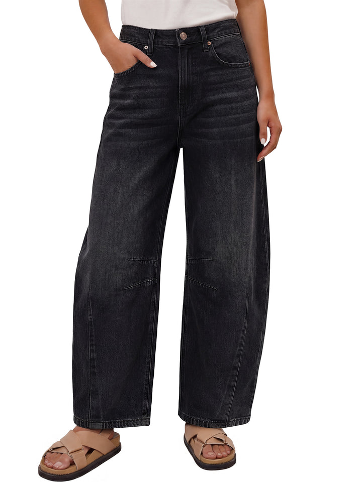 ANRABESS Women’s Barrel Jeans ，Mid Rise Wide Leg Denim Pants，Casual Baggy Relaxed Fit，Y2K Streetwear Boyfriend Ankle Length
