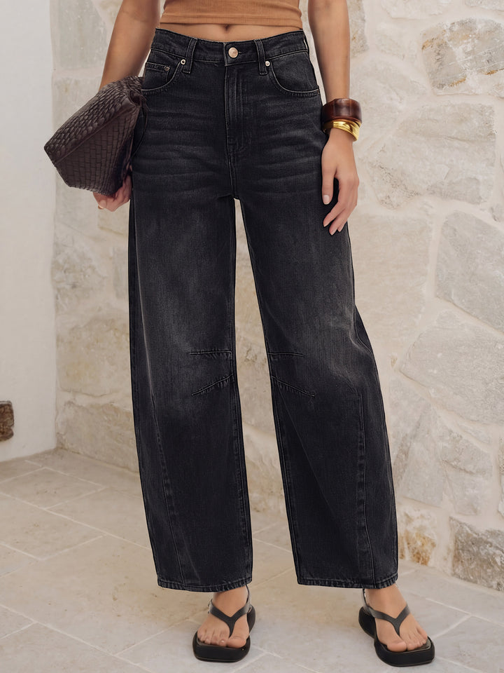 ANRABESS Women’s Barrel Jeans ，Mid Rise Wide Leg Denim Pants，Casual Baggy Relaxed Fit，Y2K Streetwear Boyfriend Ankle Length