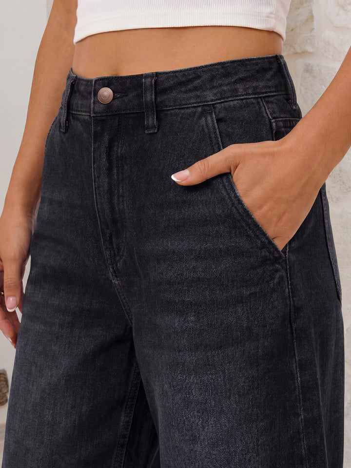 ANRABESS Women’s Barrel Jeans ，Mid Rise Wide Leg Denim Pants，Casual Baggy Relaxed Fit，Y2K Streetwear Boyfriend Ankle Length