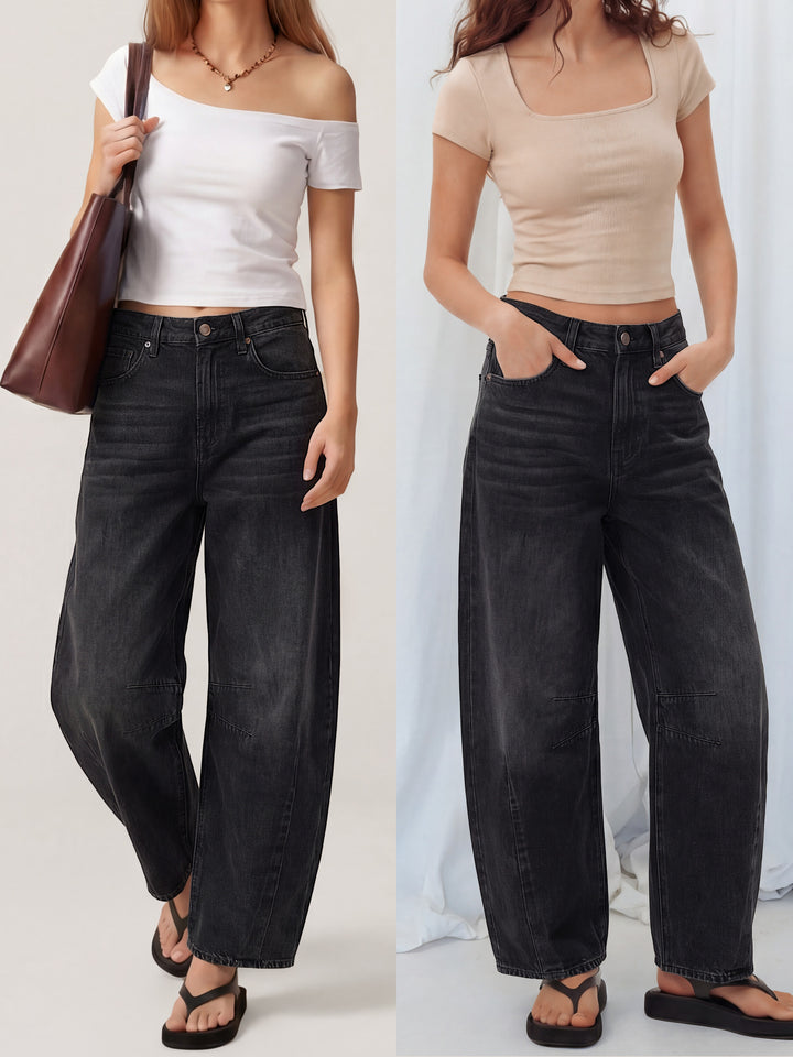 ANRABESS Women’s Barrel Jeans ，Mid Rise Wide Leg Denim Pants，Casual Baggy Relaxed Fit，Y2K Streetwear Boyfriend Ankle Length