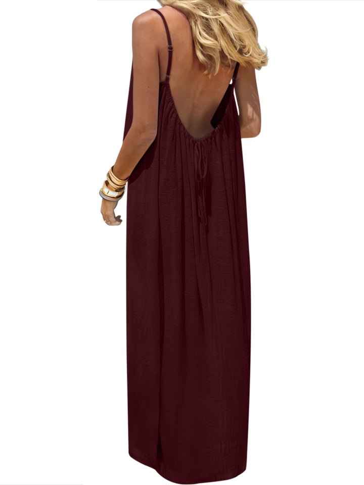 ANRABESS Summer Dresses for Women 2026 Backless Cami Maxi Sundresses Spaghetti Strap Long Lounge Beach Vacation House Dress