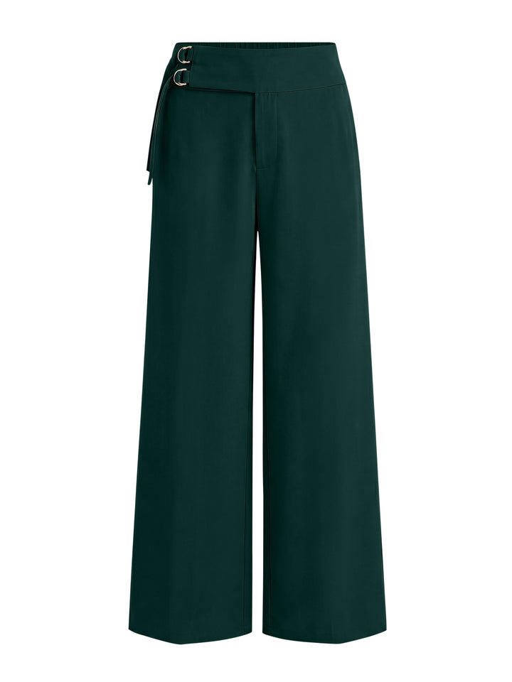 ANRABESS Women Wide Leg Buckle Pants with Pockets