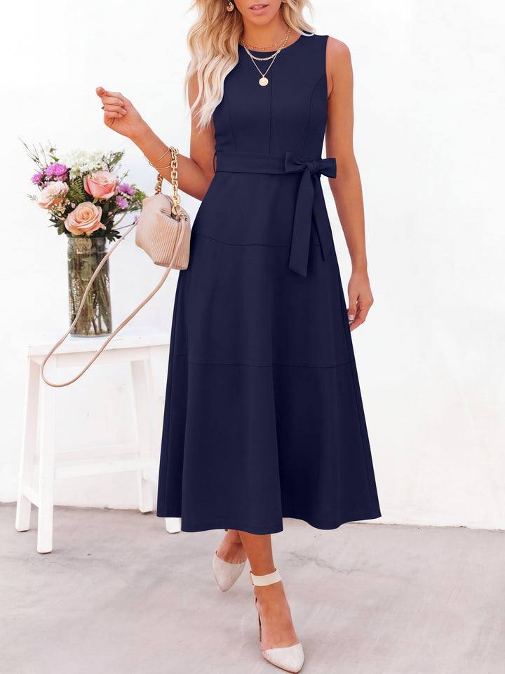 ANRABESS Women Formal Midi Dress Sleeveless Elegant Business Casual 2026 Summer Cocktail Party Night Out Dresses with Belt