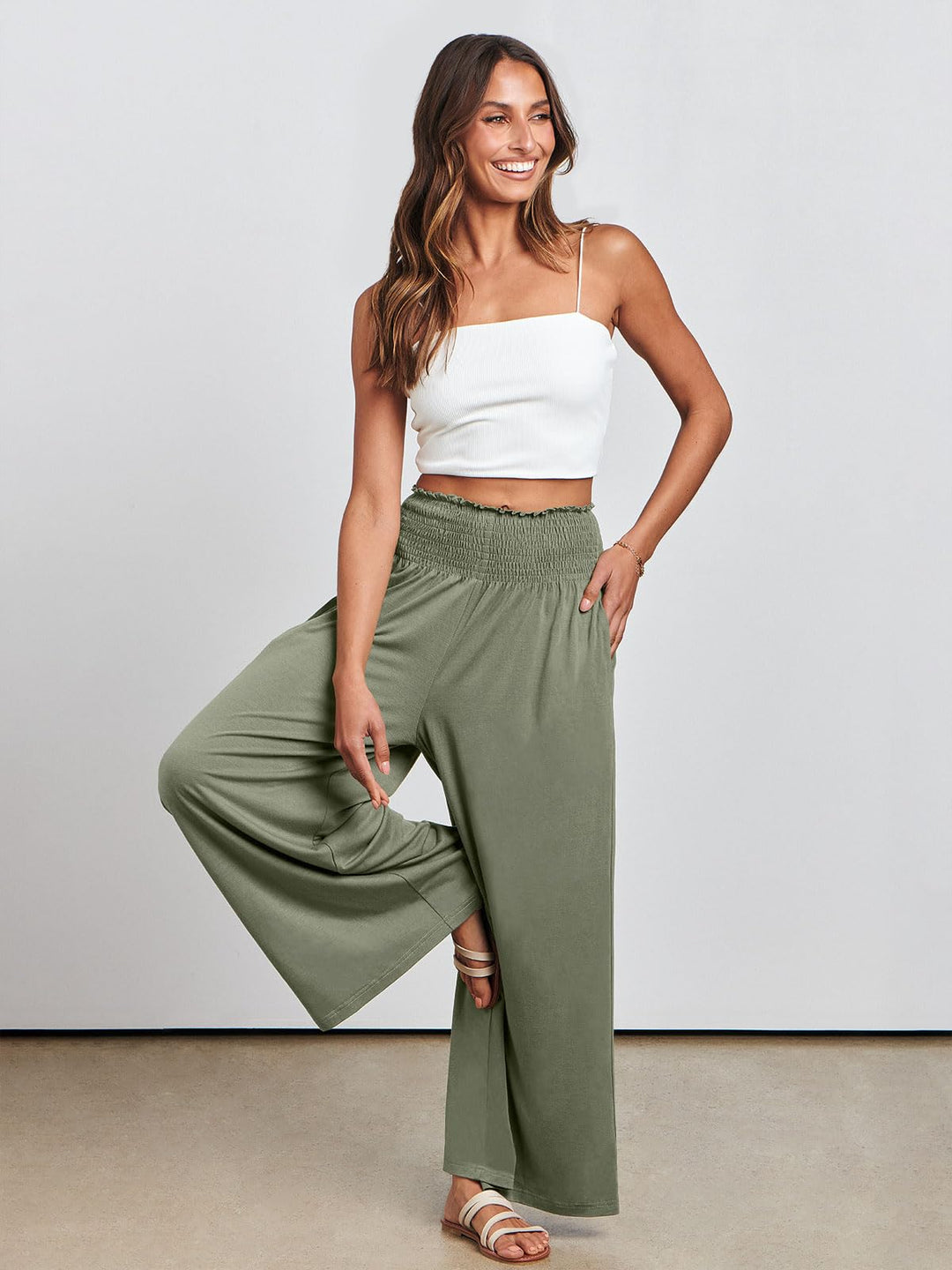 ANRABESS Women's High Waisted Wide Leg Palazzo Pants