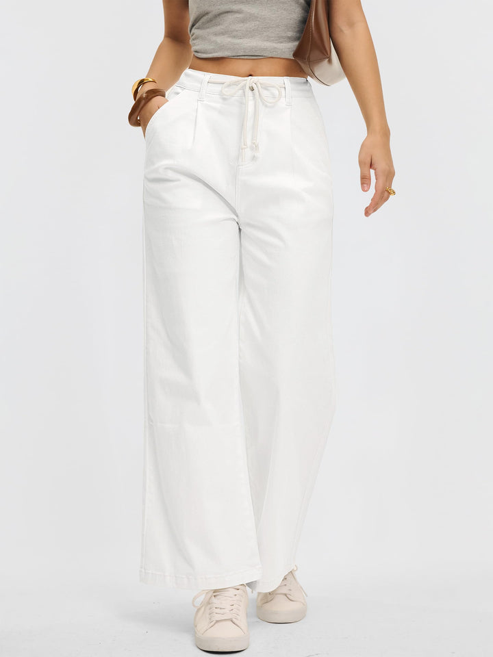 ANRABESS Womens Wide Leg Jeans High Waisted Trendy Drawstring Denim Pants Casual Relaxed Fit Trouser with Pockets