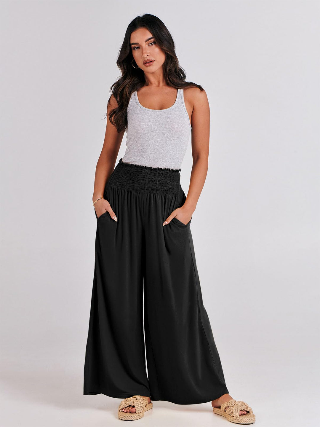 ANRABESS Women's High Waisted Wide Leg Palazzo Pants