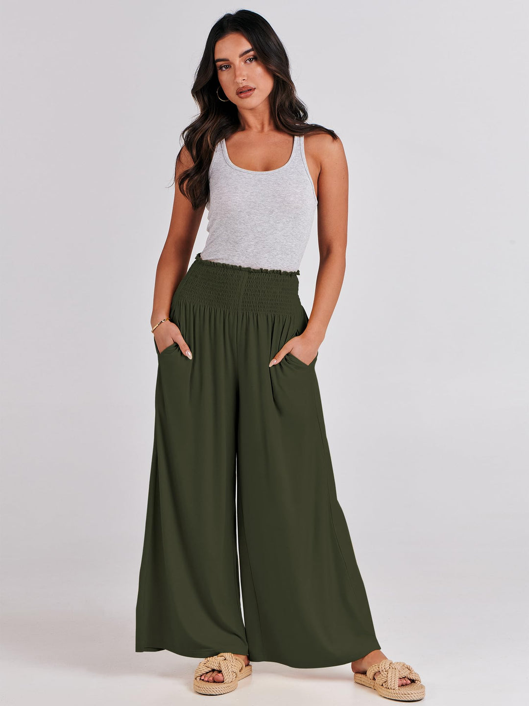 ANRABESS Women's High Waisted Wide Leg Palazzo Pants