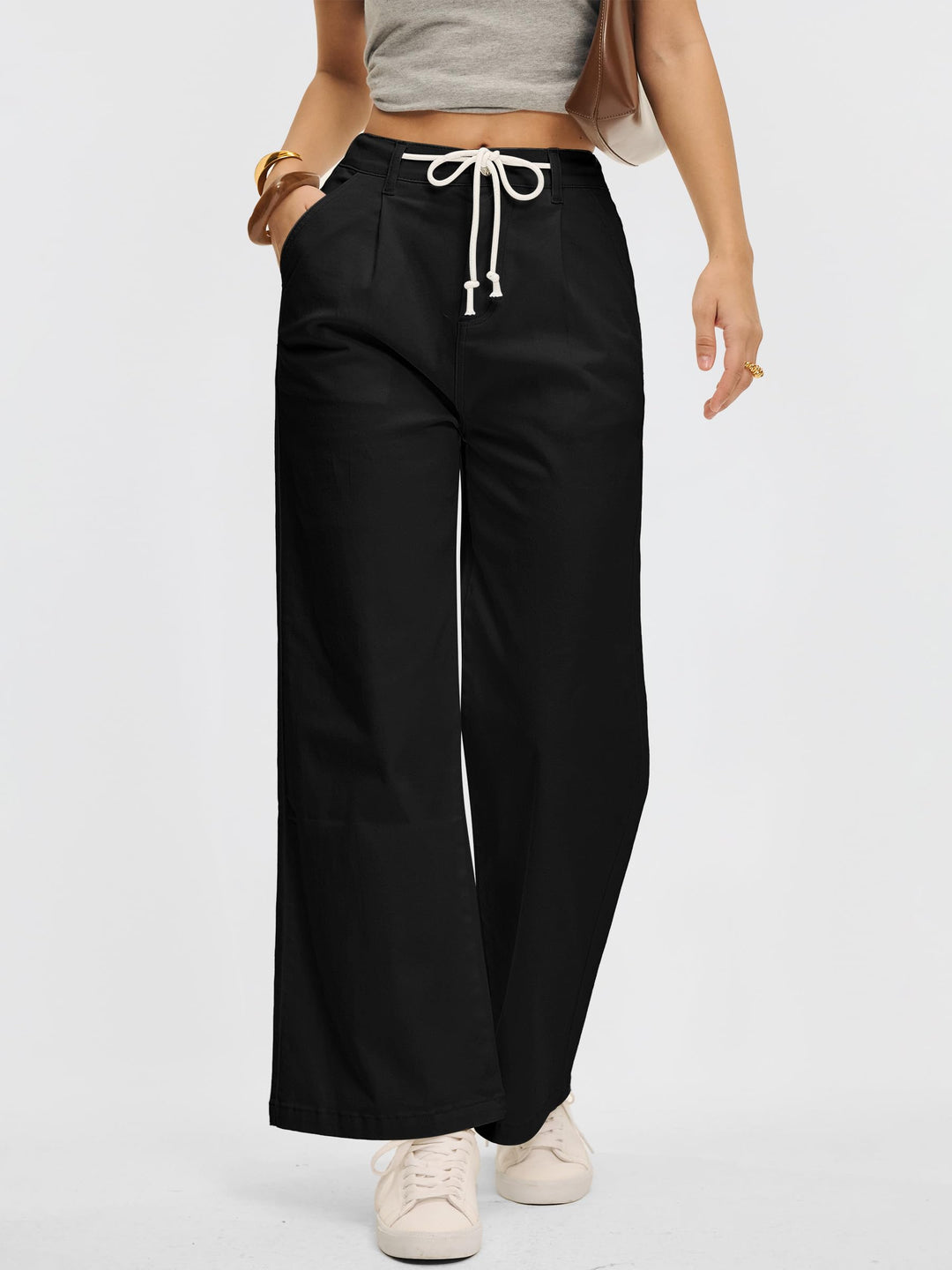 ANRABESS Womens Wide Leg Jeans High Waisted Trendy Drawstring Denim Pants Casual Relaxed Fit Trouser with Pockets