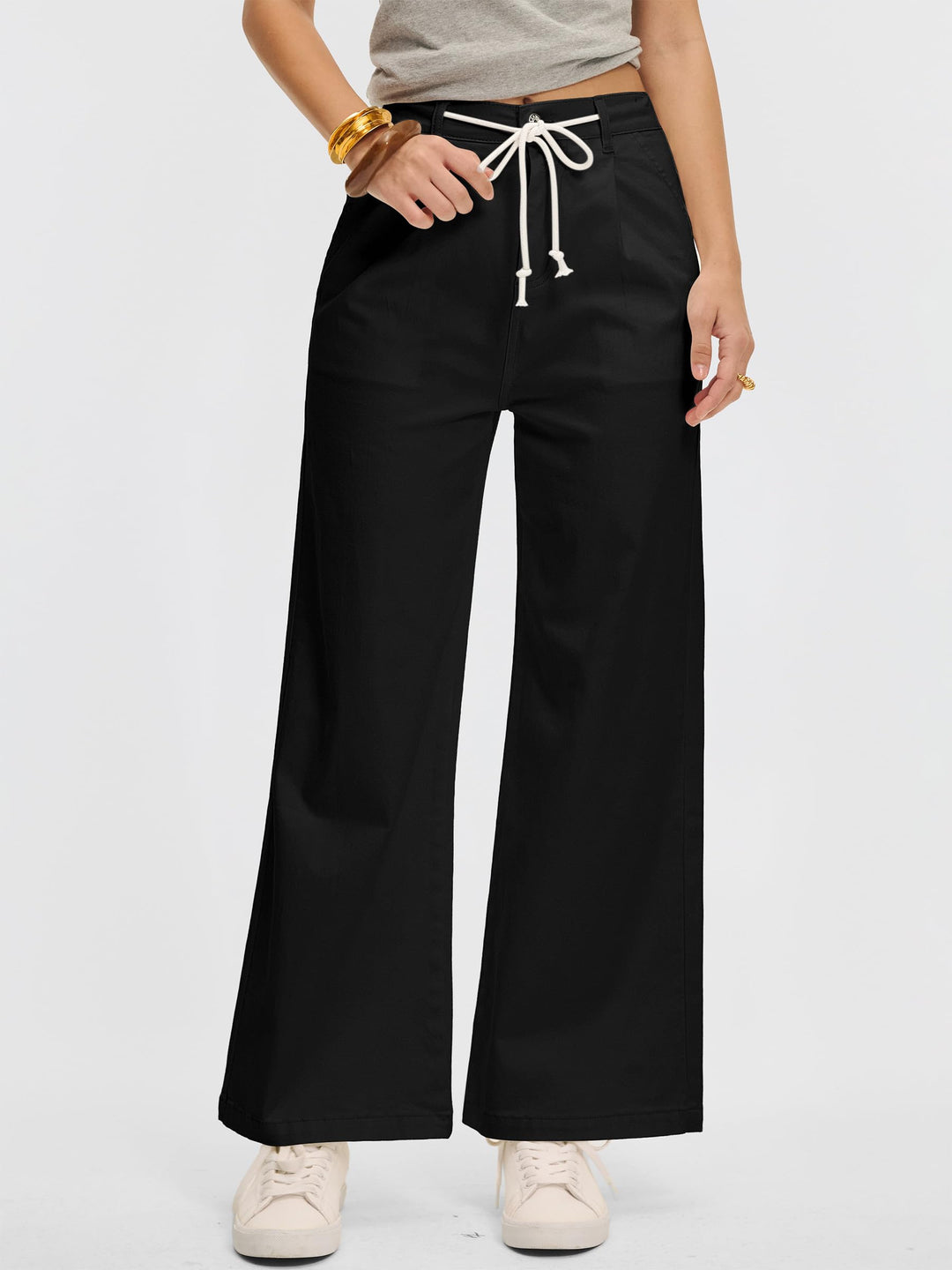 ANRABESS Womens Wide Leg Jeans High Waisted Trendy Drawstring Denim Pants Casual Relaxed Fit Trouser with Pockets