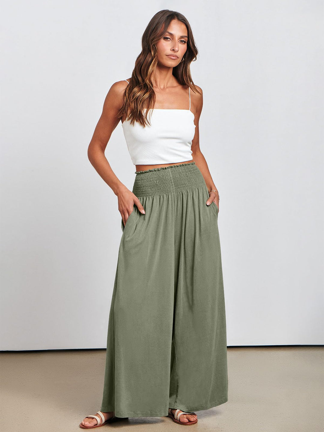 ANRABESS Women's High Waisted Wide Leg Palazzo Pants
